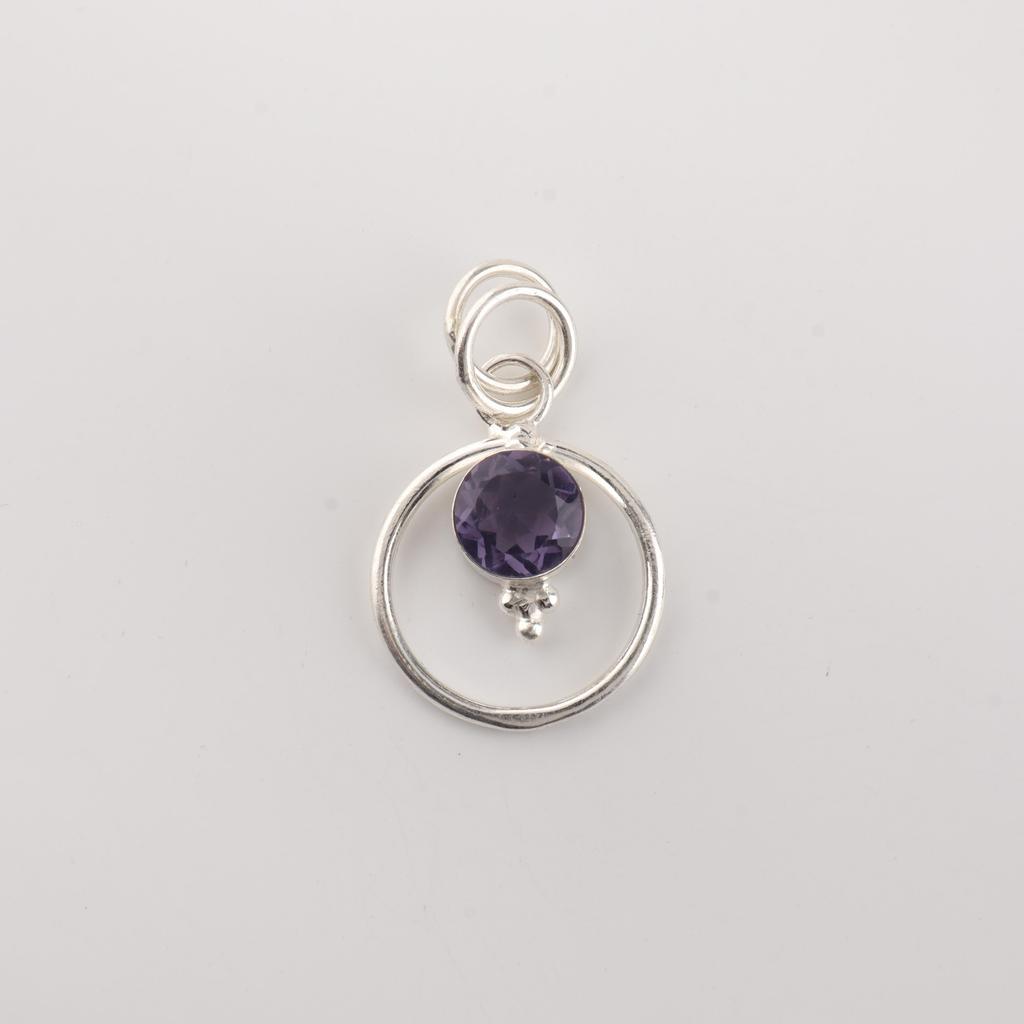 Iolite Gemstone 925 Sterling Silver Handmade Women's Necklace Elegant Pendant 1.2" PP-68-9