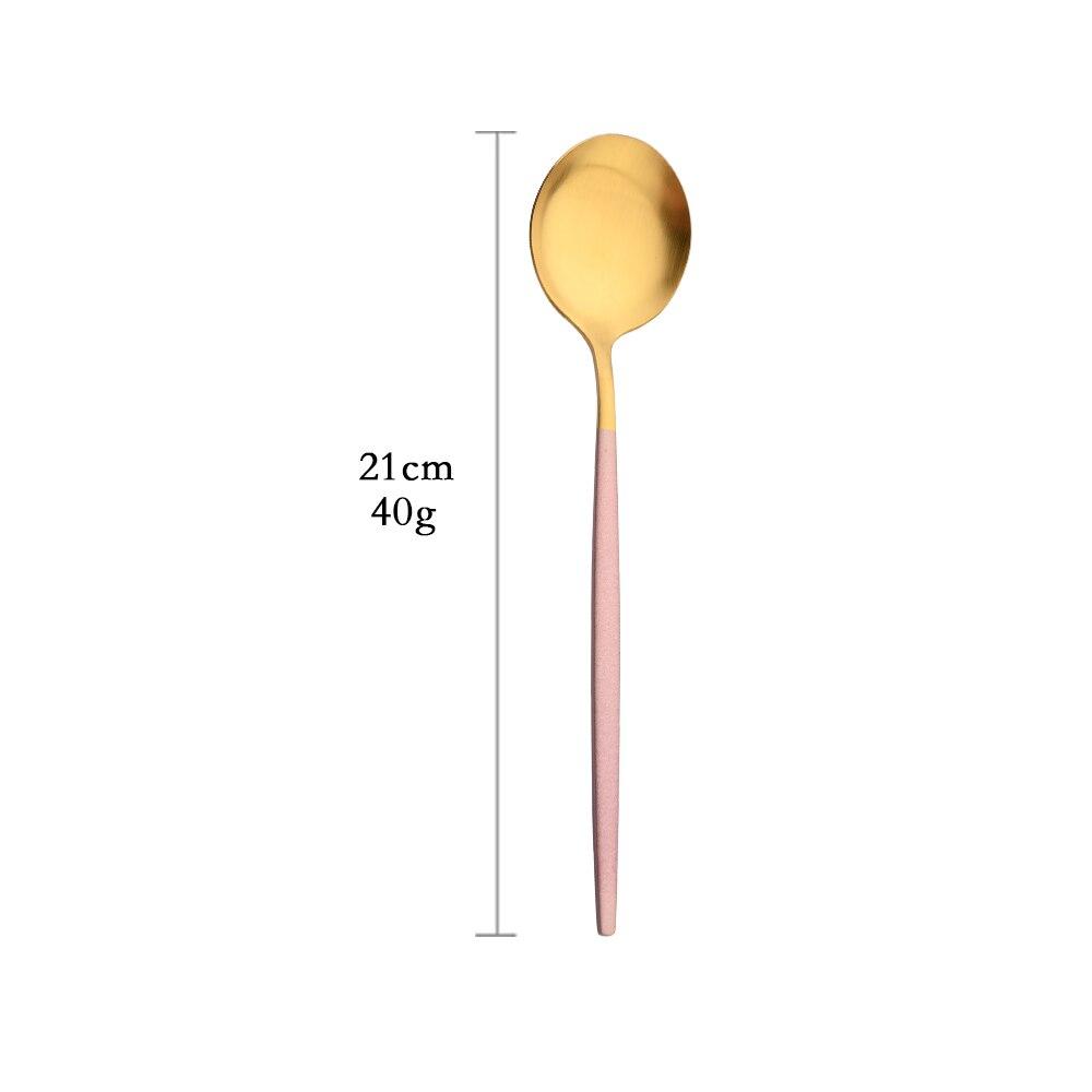 Pink Gold Stainless Steel Cutlery Set Flatware Dinner Knife Dessert Spoon Fruit Fork Dinnerware Set Matte Kitchen Tableware Set