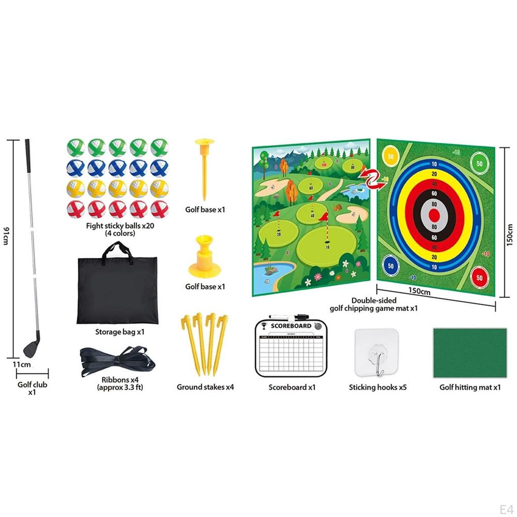 Children Golf Game Mat Set and Balls for Adults Family Backyard Toys Style A