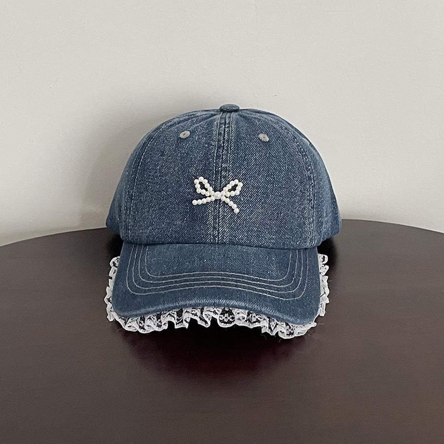 Butterfly Knot Denim Baseball Cap With Sun Protection For Casual Women