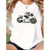European Sizes Women's Motorcycle Graphic Print T-Shirt - Breathable Stretchy Fabric, Relaxed Fit Round Neck Short Sleeve Tee for Casual Summer Wear