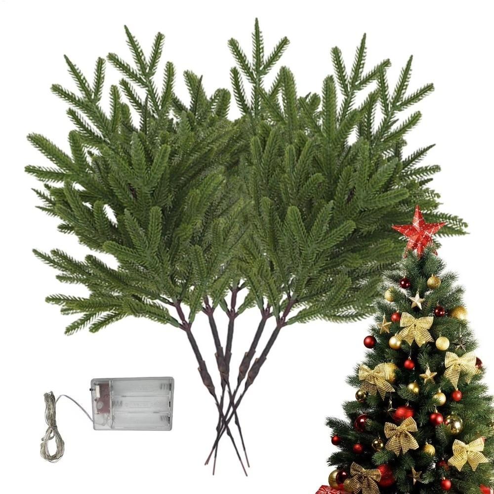 5/10Pcs with Lights Faux Christmas Norfolk Pine Stem  for Home/Office/Wedding
