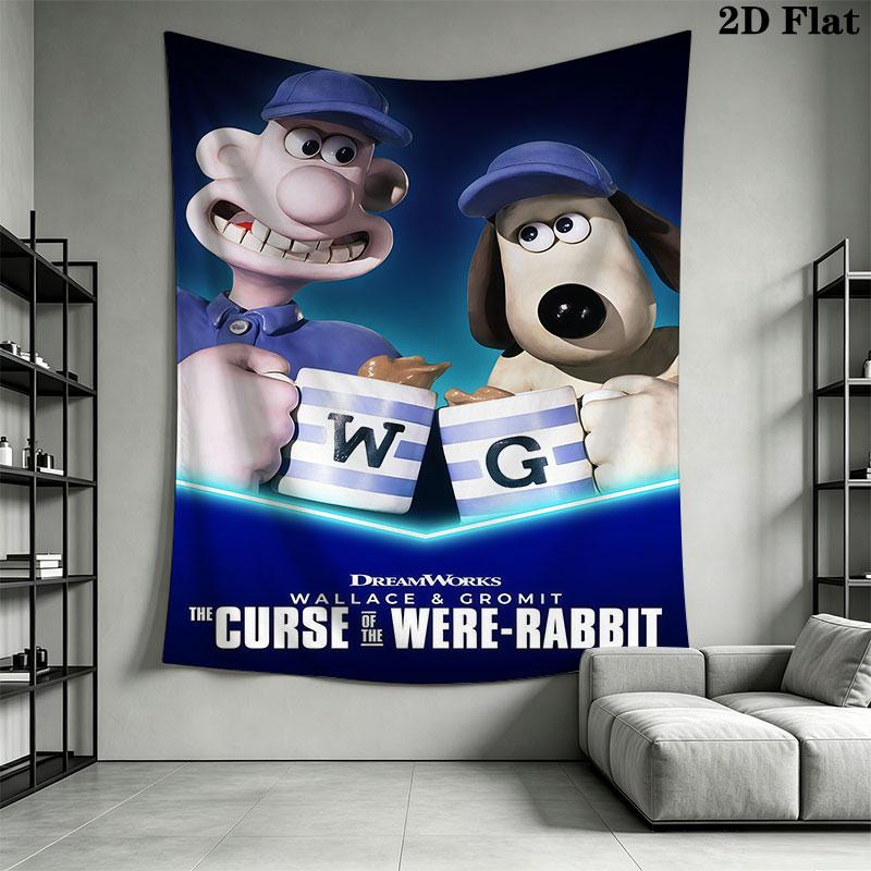 Wallace & Gromit Wall Hanging Printed Fabric Blanket Decorative Tapestries for Bedroom Living Room Home Decor