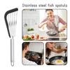 Rostfritt Stål Spaltad Stekpanna Värmetålig Silikonlindad Fisk & Biffvändare Halkfri Köksmatlagningsverktyg