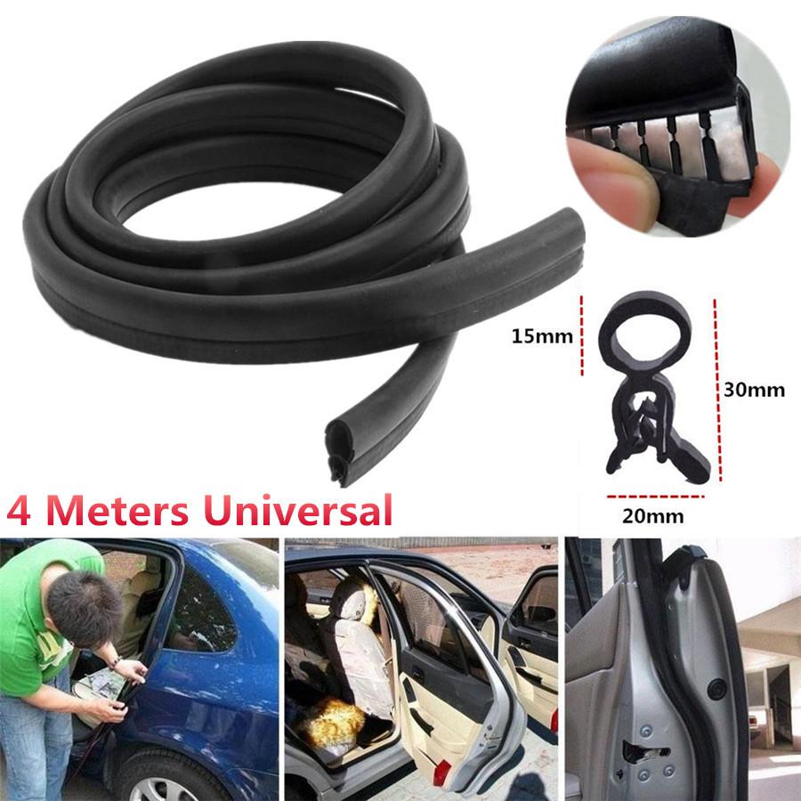 4m/13ft Rubber Built-in Stainless Car Door Edge Engine Hood Trunk Sealing Strip