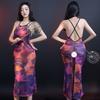 Women Sexy Dress Hanging Neck Backless Temptation Porno Cheongsam Underwear Tie-Dye Printing Tie Dyeing Nightdress Nightwear