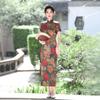 1011 national style spring and summer new cheongsam dress temperament double-sided satin slim dress performance clothes