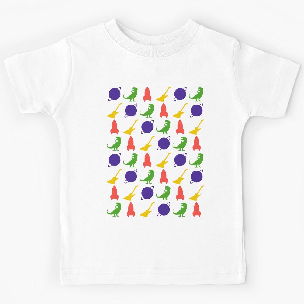 Rocket, Guitar, Planet, Dinosaur Pattern Kids T-Shirt 120
