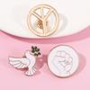 New World Peace Theme Enamel Brooches Dove Olive Branch Symbol of Peace Design Pins Bulk