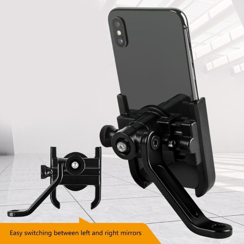Metal Phone Mount Holder Support for Electric Bike Mirrors with 360 Degree Rotatable Design for Various Smartphone Size