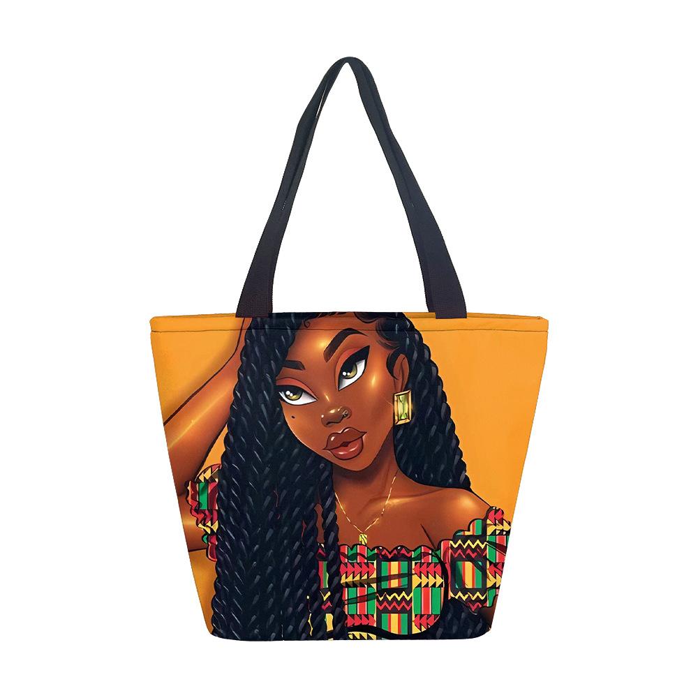 

Женская сумка Африканская девушка Девушка Сумка через плечо Печатная Холщовая Сумка Модный тренд Большая вместительная сумка-тоут