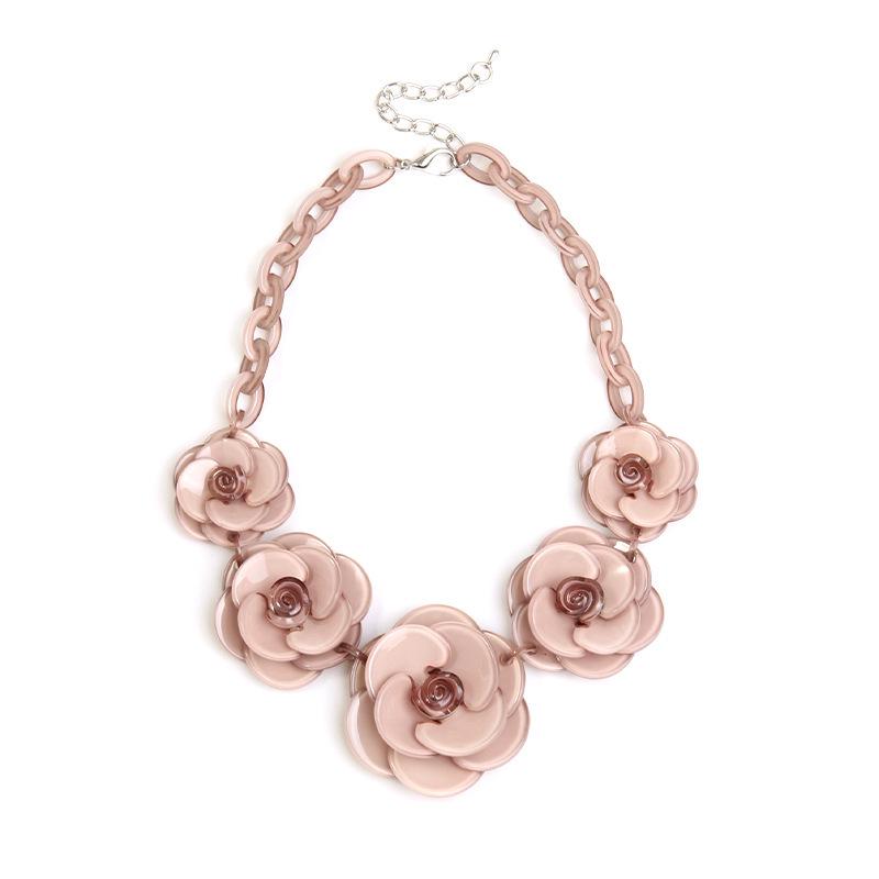 Collana Boema con Fiore in Acrilico - Catena Colorata per Maglione a Forma di Rosa
