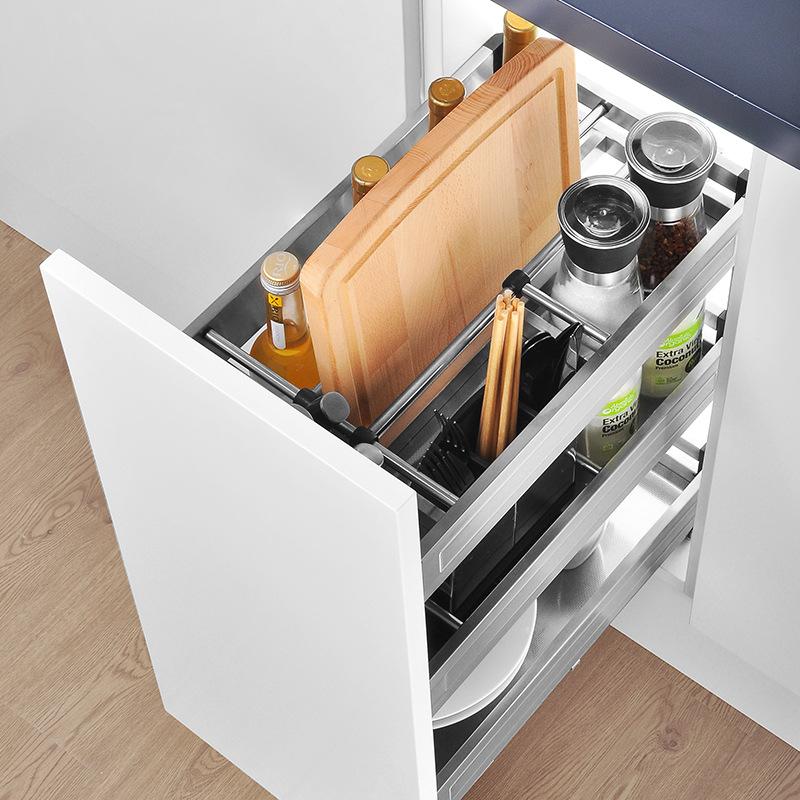 Iron Kitchen Cabinet Storage Sliding Drawer Organizer Household Freestanding Narrow Drawers Stainless Steel Spices Container