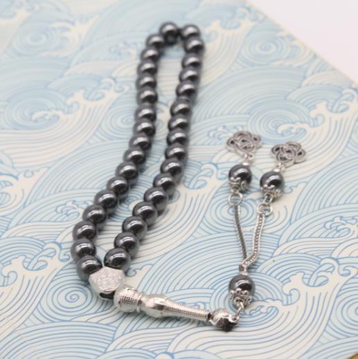 33 Beads 8mm Black Onyx Tasbih, Muslim Prayer Beads In Black Gold Silver, Islamic Rosary for Daily Worship & Fashion
