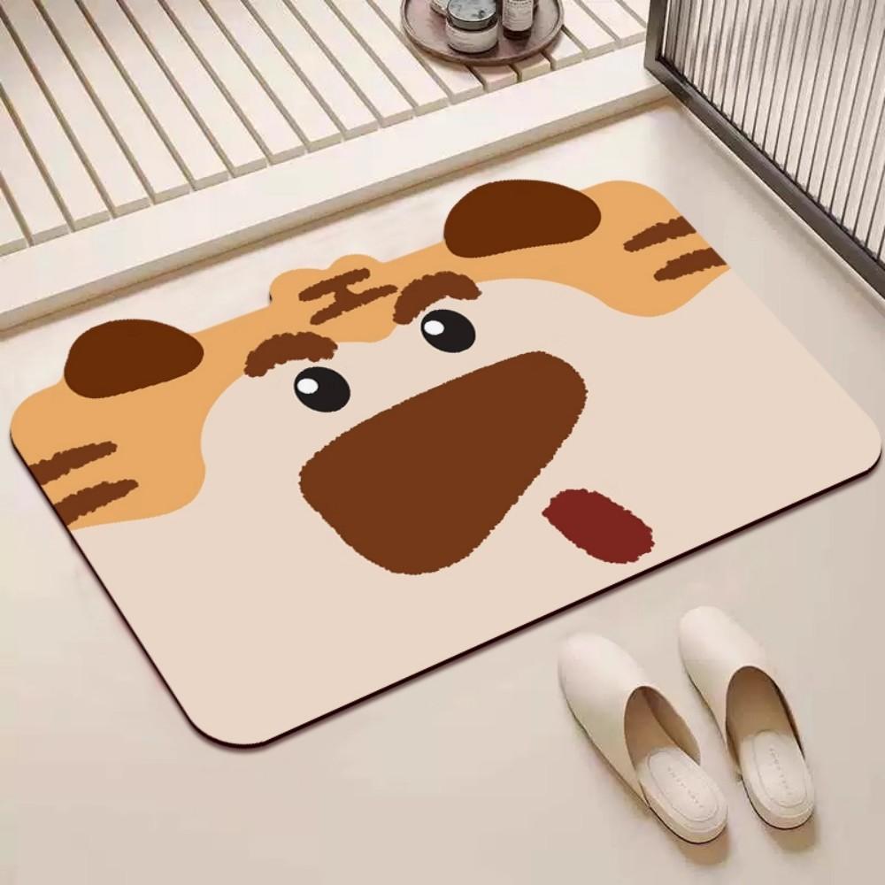 Dywanik z nadrukiem zwierzątek z kreskówki, Dekoracja domu, Antypoślizgowa mata podłogowa do łazienki, Superchłonna, Wytrzymała wycieraczka do drzwi