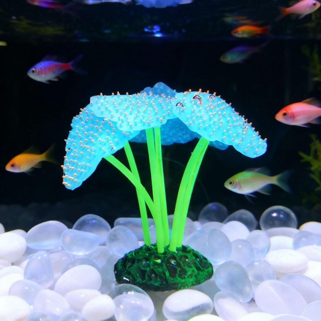 Corallo Anemone Falso Fluorescente in Silicone Luminoso per Decorazione Acquario