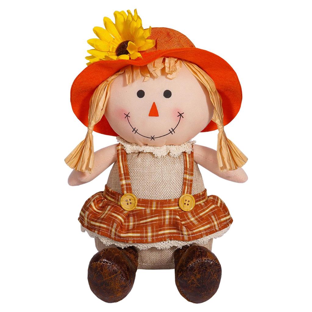 Autumn Sunflower Scarecrow Straw Doll Ornament