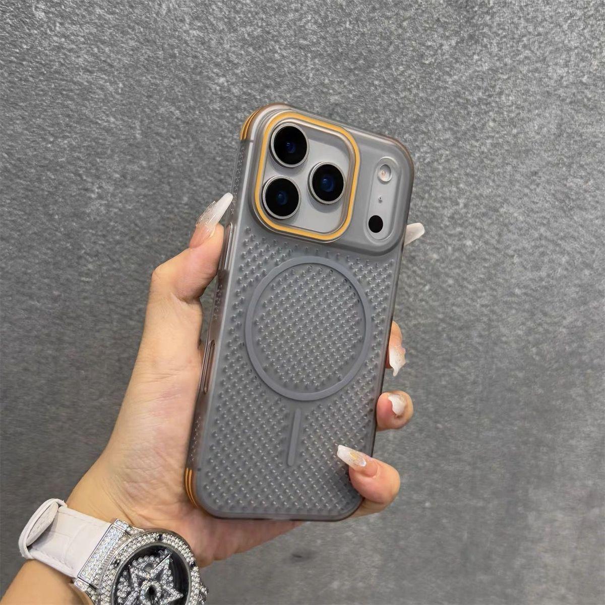 Охлаждающий чехол для мобильного телефона Apple 17pro 17promax Сетчатый дышащий IPhone16/15/14/13/12 Магнитная присоска Apple 17promax