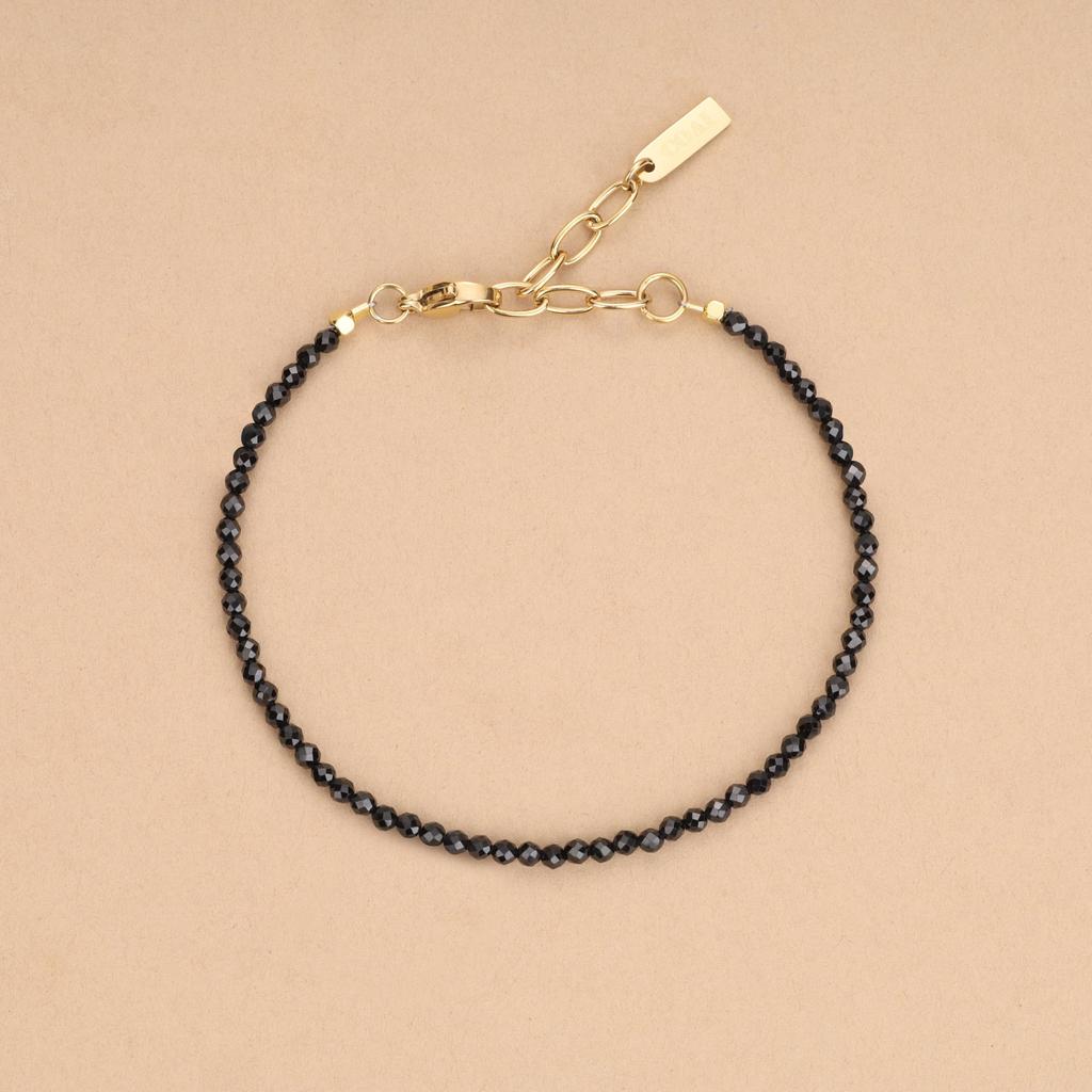 Pulseira Koai 3mm Turmalina Negra Pedra de Outubro para Mulheres