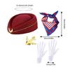 Flight Attendant Costume Accessories Women's Stewardess Outfit Air Hostess Cosplay Costume Stewardess Hat Gloves Scarf