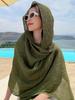 New Cotton Linen Elegant Solid Women Silk Scarf Beach Wrap Shawl Lady Musulman Femme Hijab Bandana Mujer Vacation Scarve Pareo