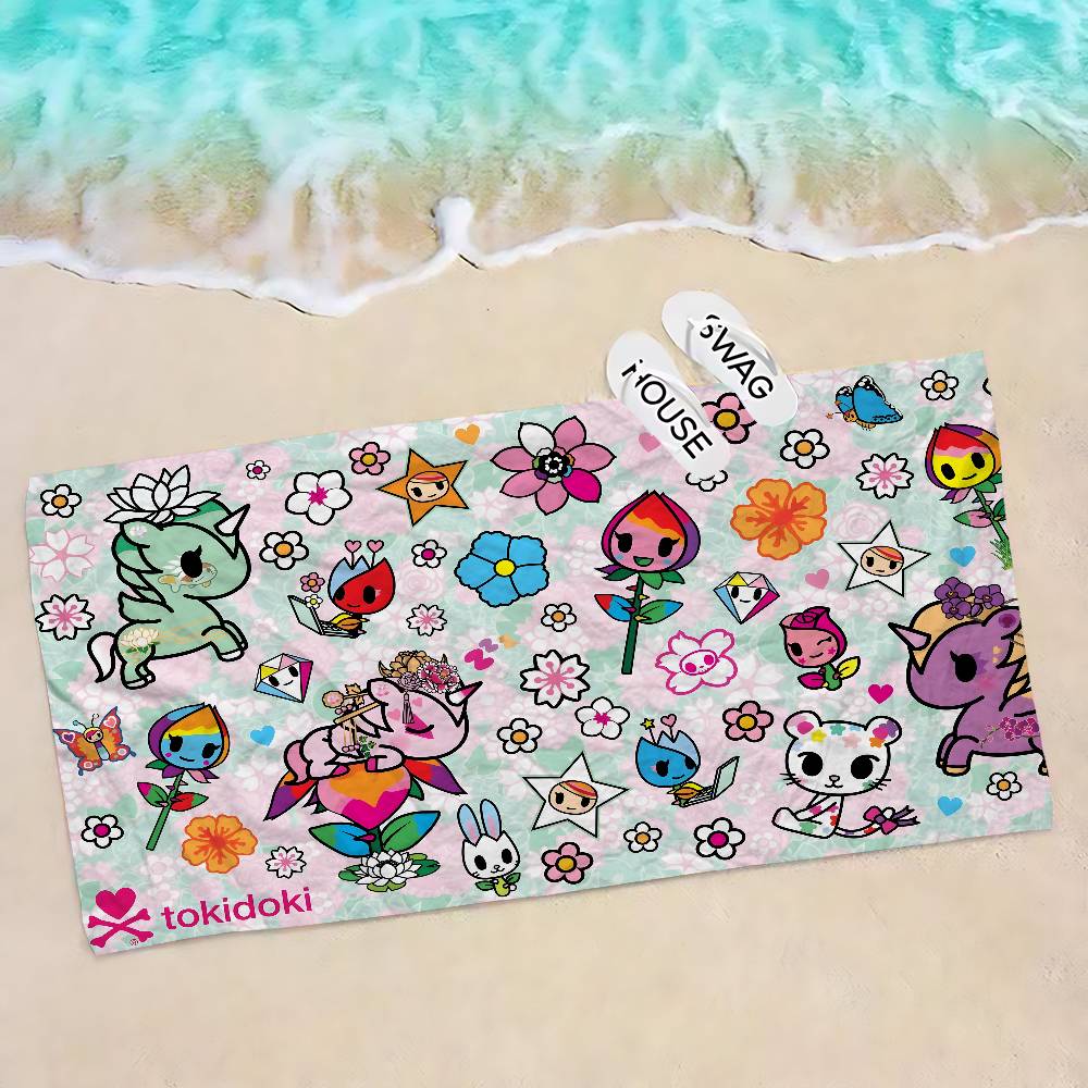 Japan Tokidoki Beach Towel Colorful Bath Towels for Girl Microfiber Quick Dry Custom Sand Free Beach Yoga Spa Gym Pool