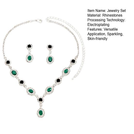 1 Set Hochzeitskette und Ohrringe Damen Retro Strass Schmuckset Faux Edelstein Halskette Ohrringe Valentinstag Geschenk für Ehefrau Sie