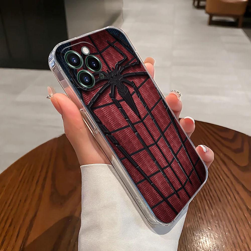 Marvel Spiderman Transparent Phone Case For iPhone 17 Pro Max 17E 11 12 13 14 15 16 Pro Max 15 Plus 17 Air 16E 7 XS Soft Cover
