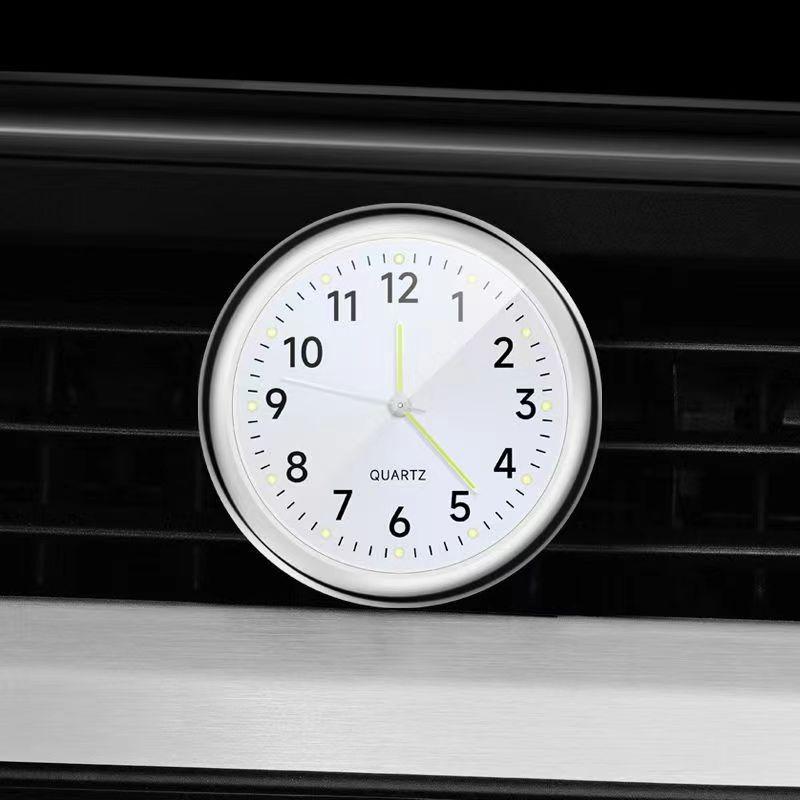 Modern Mini Quartz Dashboard Clock with Black and Green Design