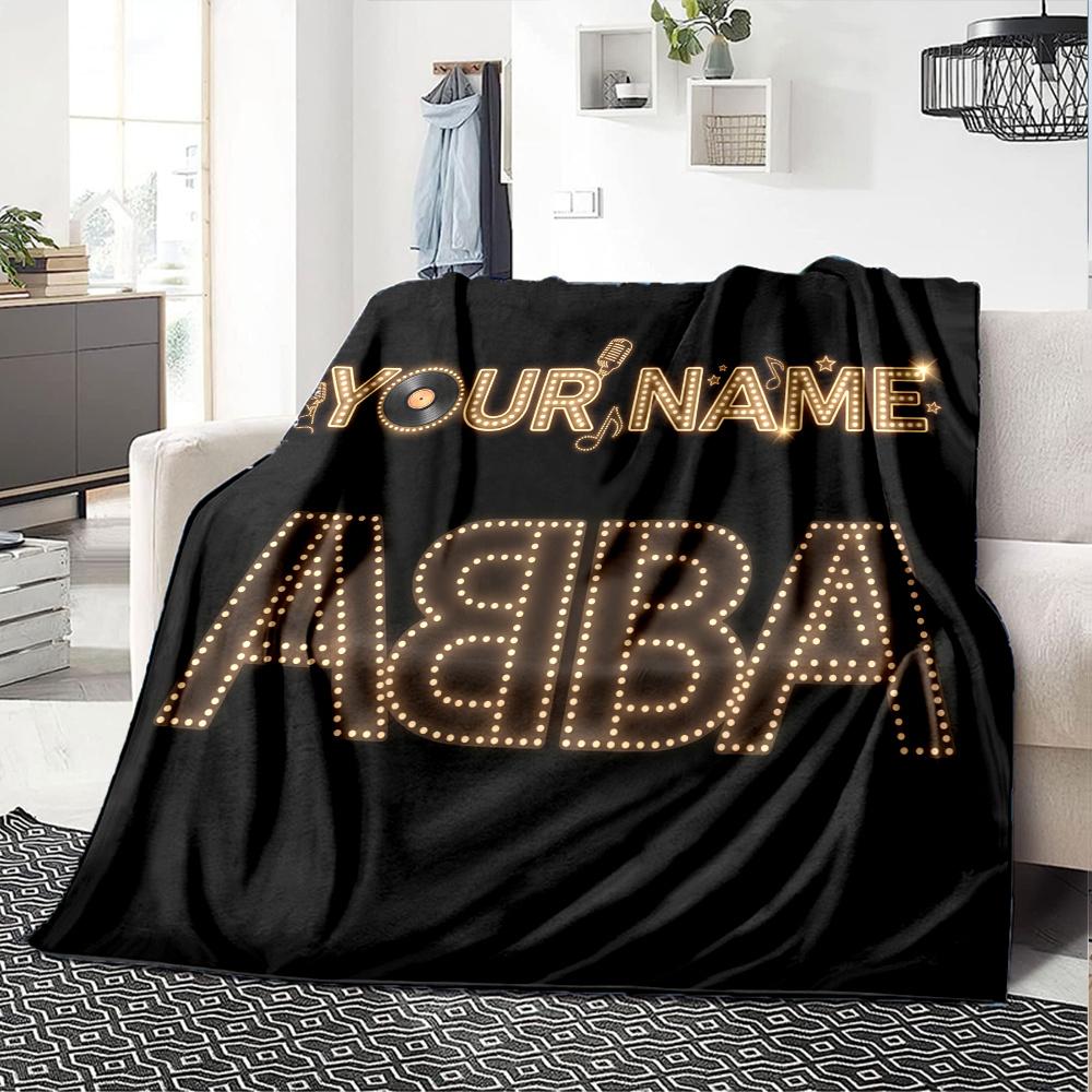 1PC Abba Custom Name Patterned Flannel Blanket Suitable For All Seasons For Home Decor Warmth And Comfort Gifts Holiday Present