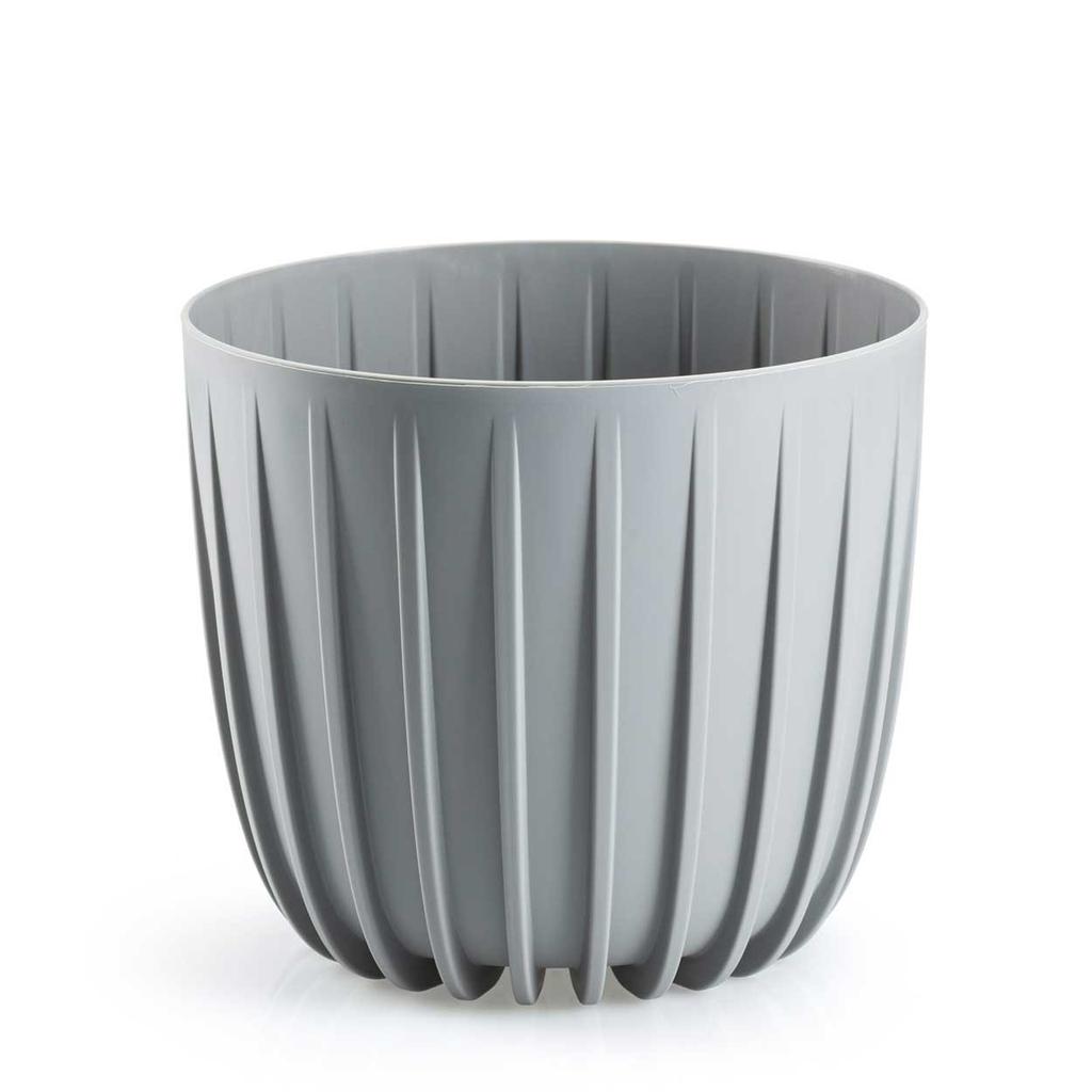 Vaso Basso Striato Grigio 18Xh15,6 Cm