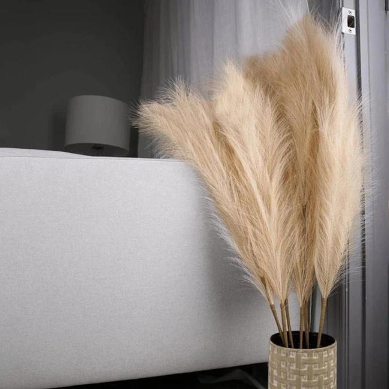 5pcs Extra Large Pampas Grass Stems 120cm Fluffy Artificial Silk Reed for Boho Home Wedding Decor