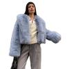 Damen Kurzmantel aus Kunstpelz Winter Warm Locker Streetwear Jacke Mit Taschen