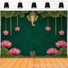 2D Traditional Indian Ganesha Tapestry Lotus Print Wall Hanging Cloth for Religious Home Decor
