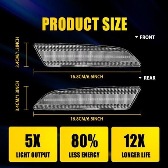 4X Clear Front Rear Bumper Side Marker Lights For 2004-08 Chrysler Crossfire