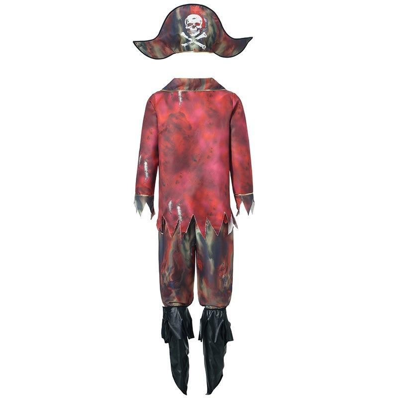 Halloween Adult Pirates of the Caribbean Costume, Masquerade Bloodstained Zombie Ghost Skeleton Captain