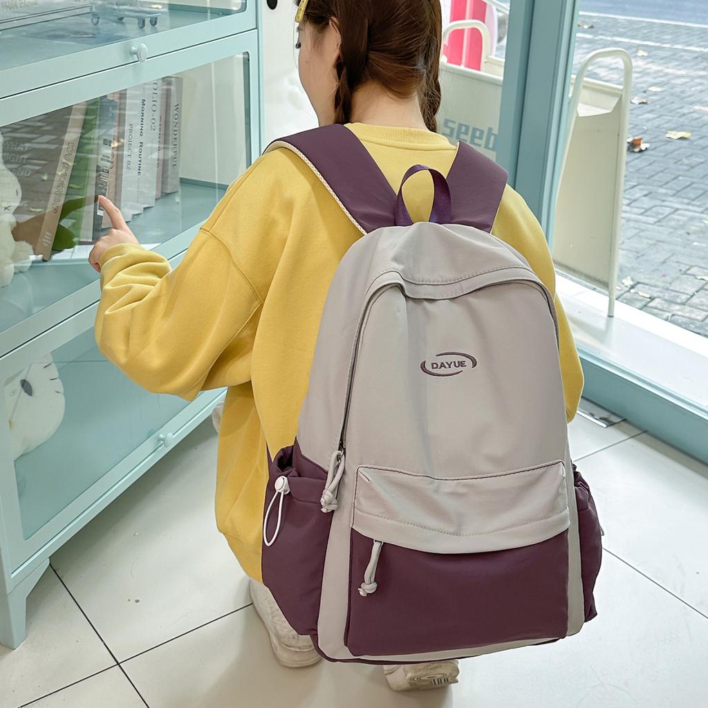 Schoolbag Korean version of dopamine contrasting backpack junior high school girls college wind lightweight student schoolbag versatile commuter