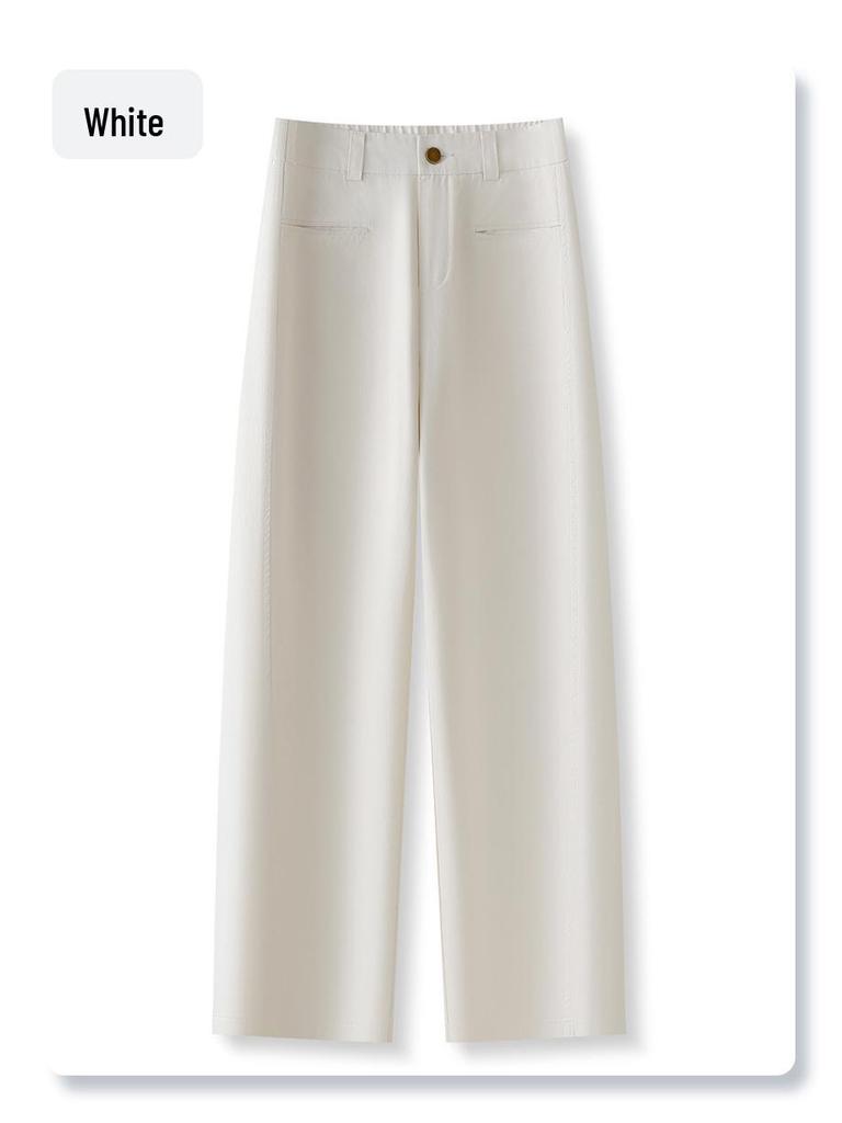 Pink Slim-Fit Straight-Leg Women's Pants: 2025 High-Waisted, Loose, Wide-Leg, Casual Spring and Autumn Style.