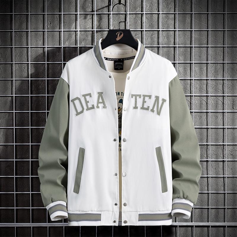 

Plus Size Men s Thin Embroidered Baseball Jacket for Spring & Autumn 4XL
