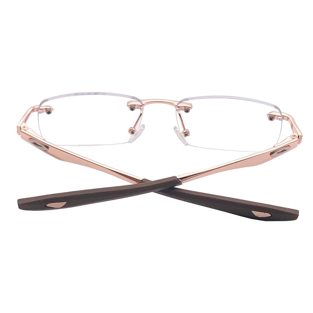 RSINC Rimless Frame/Eyeglass/Spectacle, Optical, Prescription, for Men and Women, Modern, Rose Gold Brown BR-1 N1 Rose Gold Brown