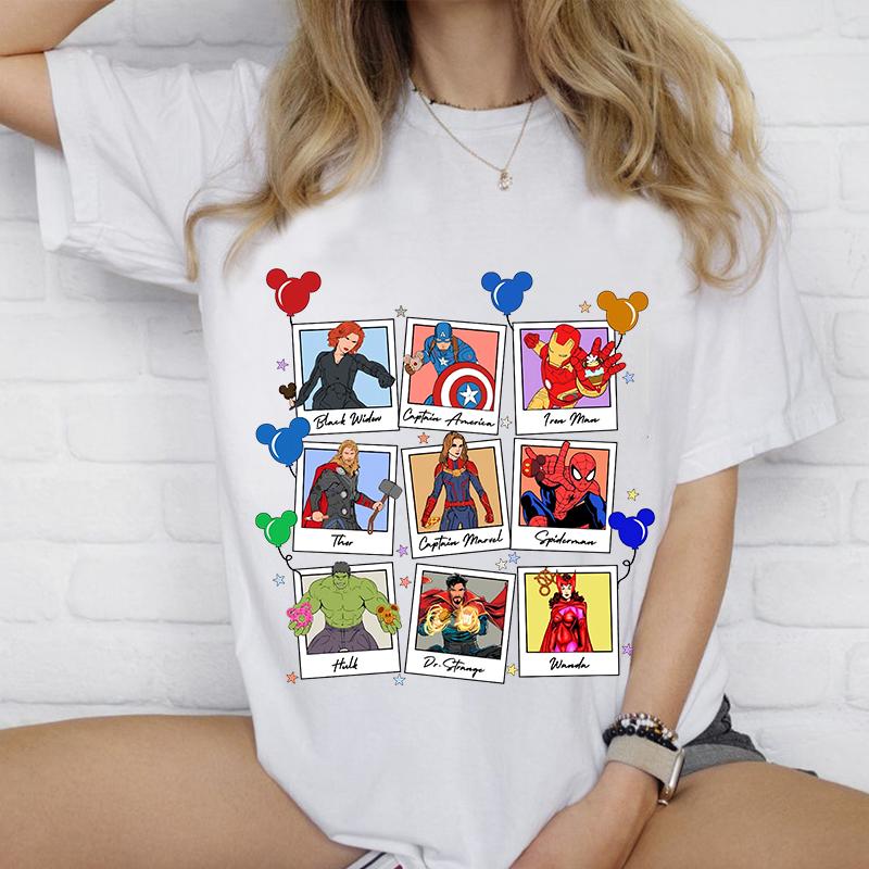 Damski modny T-shirt z nadrukiem kreskówkowym Wzór Uroczy Casualowy Wygodny Damski top z krótkim rękawem T-shirty Damskie