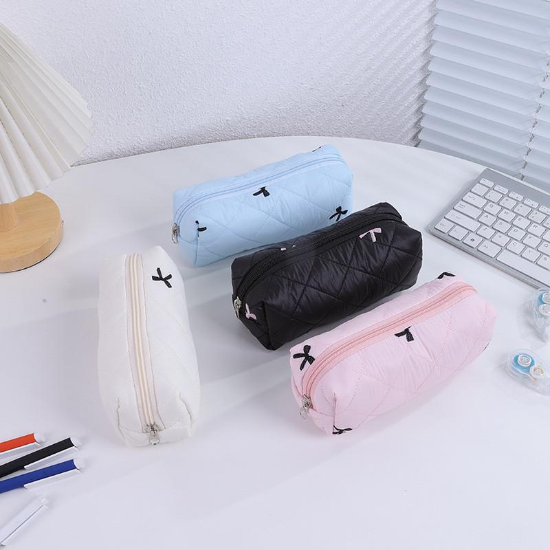 Cute Korean Style Polyester Pencil Bag With Spacious Storage For Students