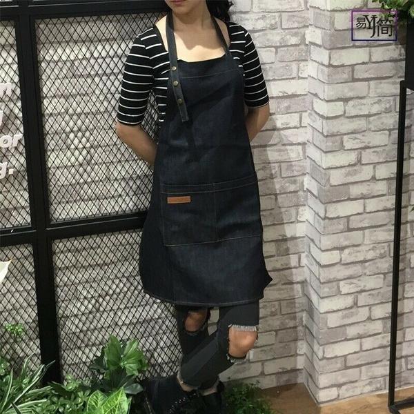Modische Küchenschürzen aus Segeltuch für Damen und Herren, Koch-Arbeitsschürze für Grill, Restaurant, Bar, Shop, Cafés, Beauty Nails Studios, Uniform