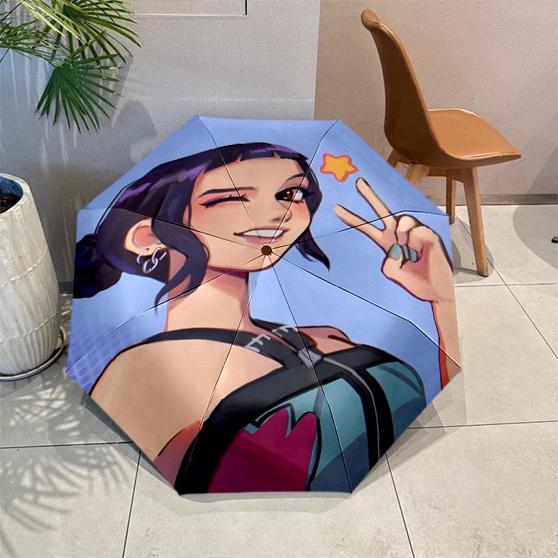 KPop Demon Hunters ZOEY Umbrella with Automatic Open/Close & Self-8-Rib Heavy-Duty Umbrella, Compact Travel Umbrella Suitable for Outdoor