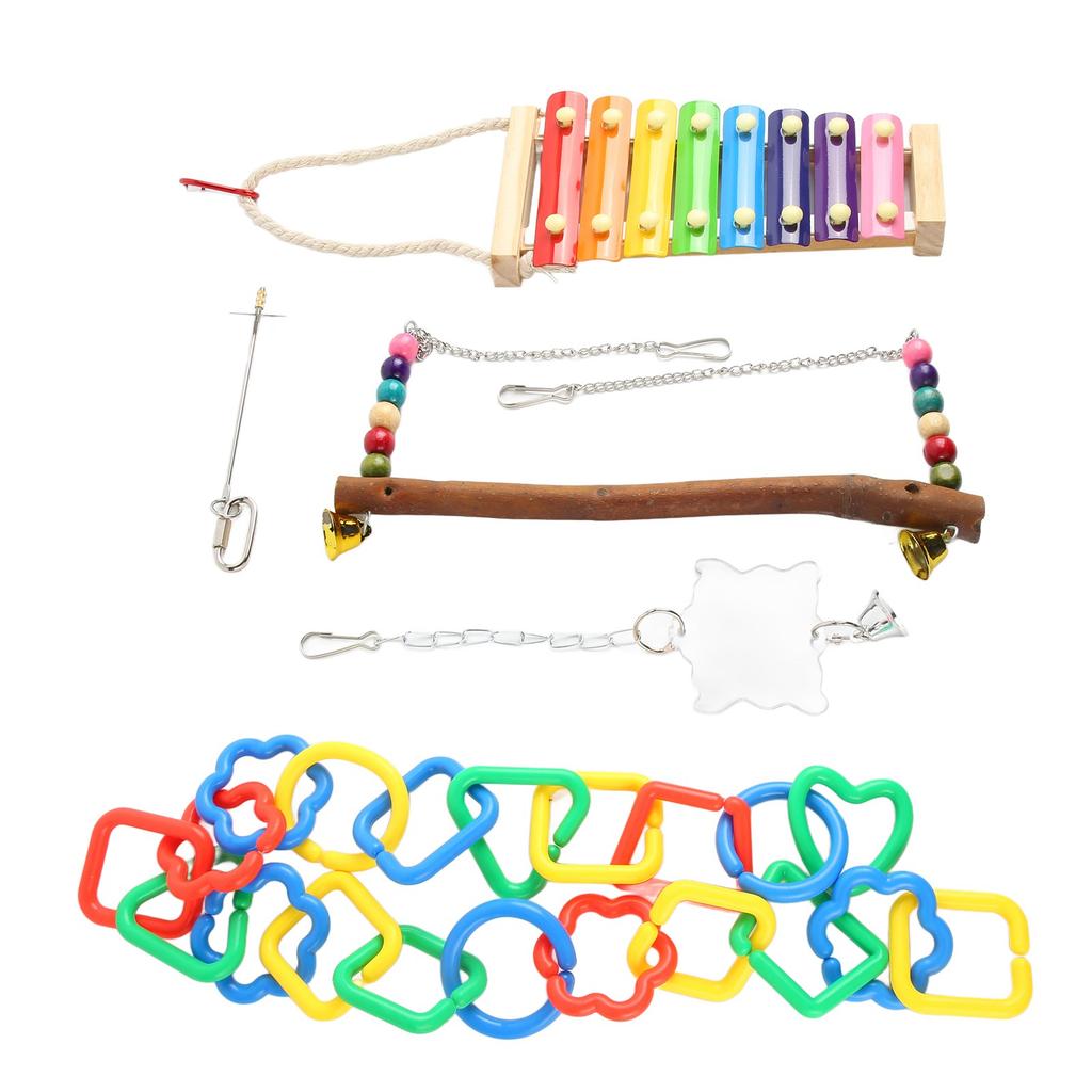 5Pcs Chicken Toys Set Colorful Chicken Veggies Skewer Fruit Holder Swing Toy for Parrot Pet Chicken