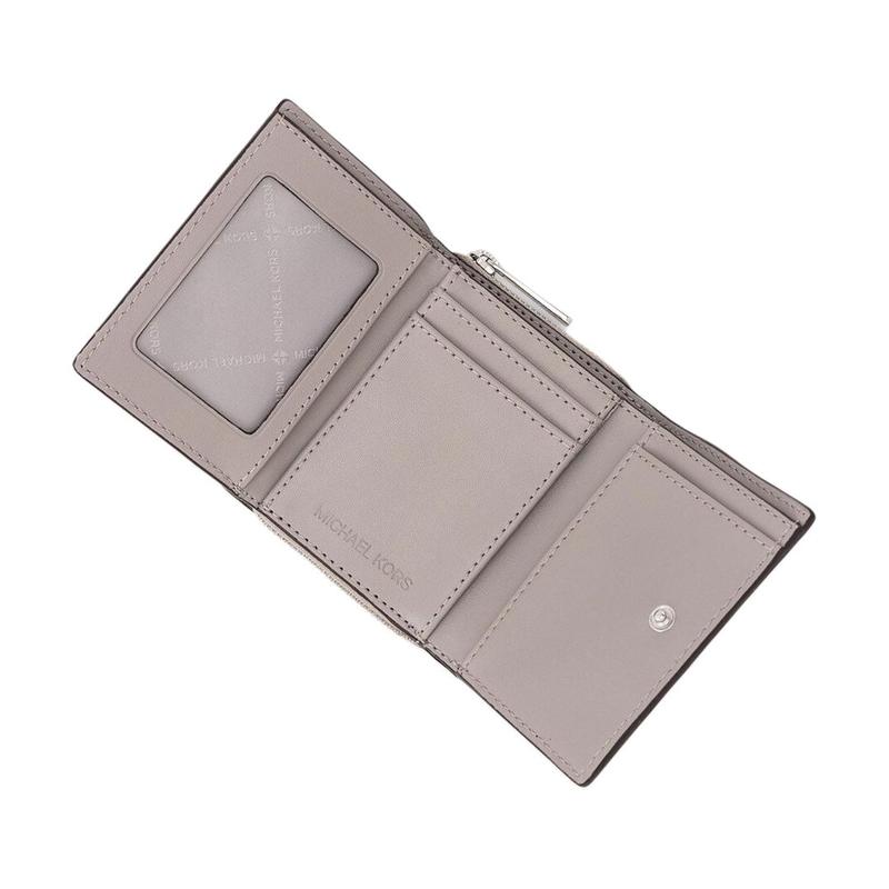 Michael Kors Jet Set Travel Monogram Coated Canvas Wallet Small Women's Pearl Gray