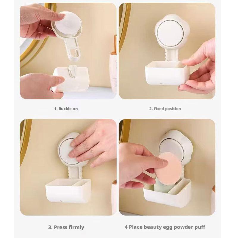 Suction Cup Makeup Sponge Storage Rack Hanging Organizer for Cosmetics Brushes Jewelry Hair Accessories Home Bathroom Kitchen