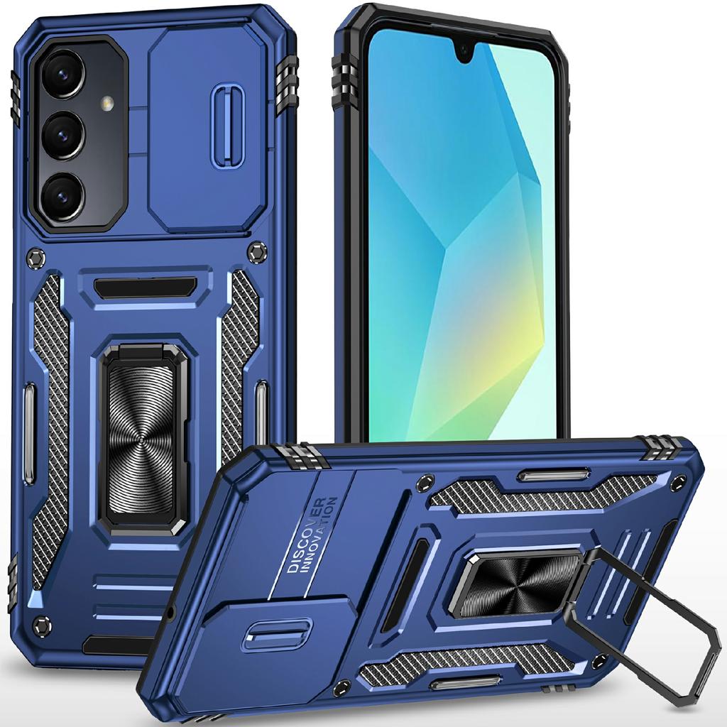 For Samsung Galaxy A16 4G/5G Case Kickstand Slide Lens Lid PC+TPU Drop-Proof Phone Cover
