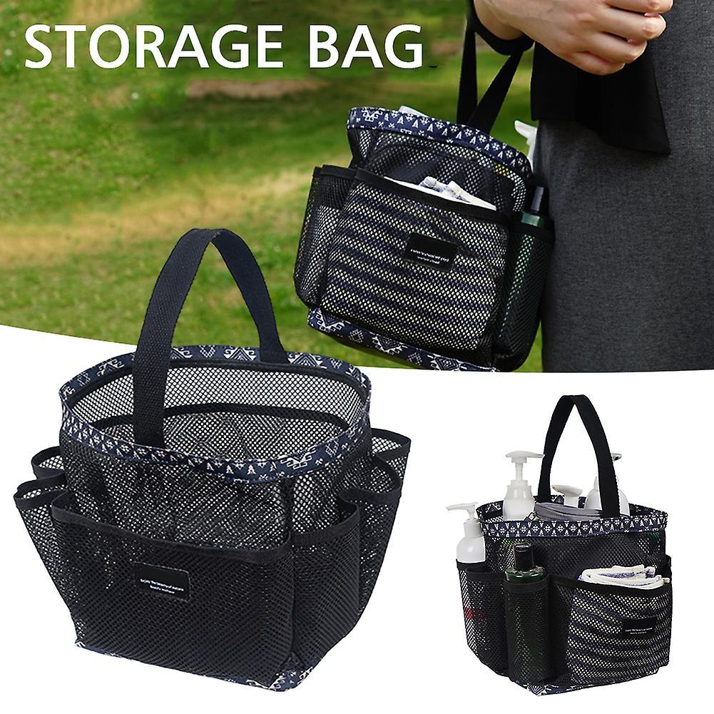 Mesh Bath Shower Caddy Basket with Handle Durable Portable Foldable Bag for Swimming Bathroom