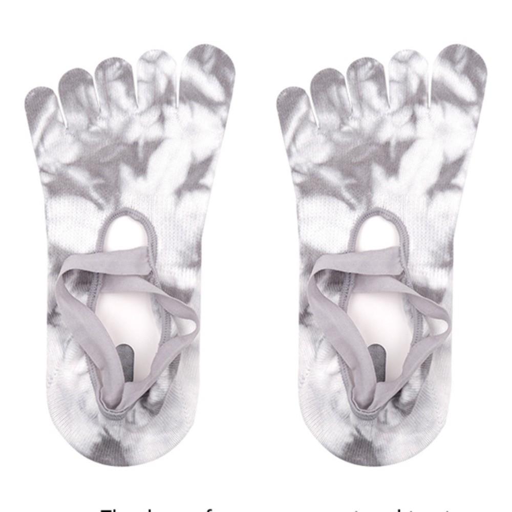 Heart Silicone Dot Tie-dye Yoga Socks Non-Slip Five Toe Socks Sweet Strappy Pilates Socks  Gym